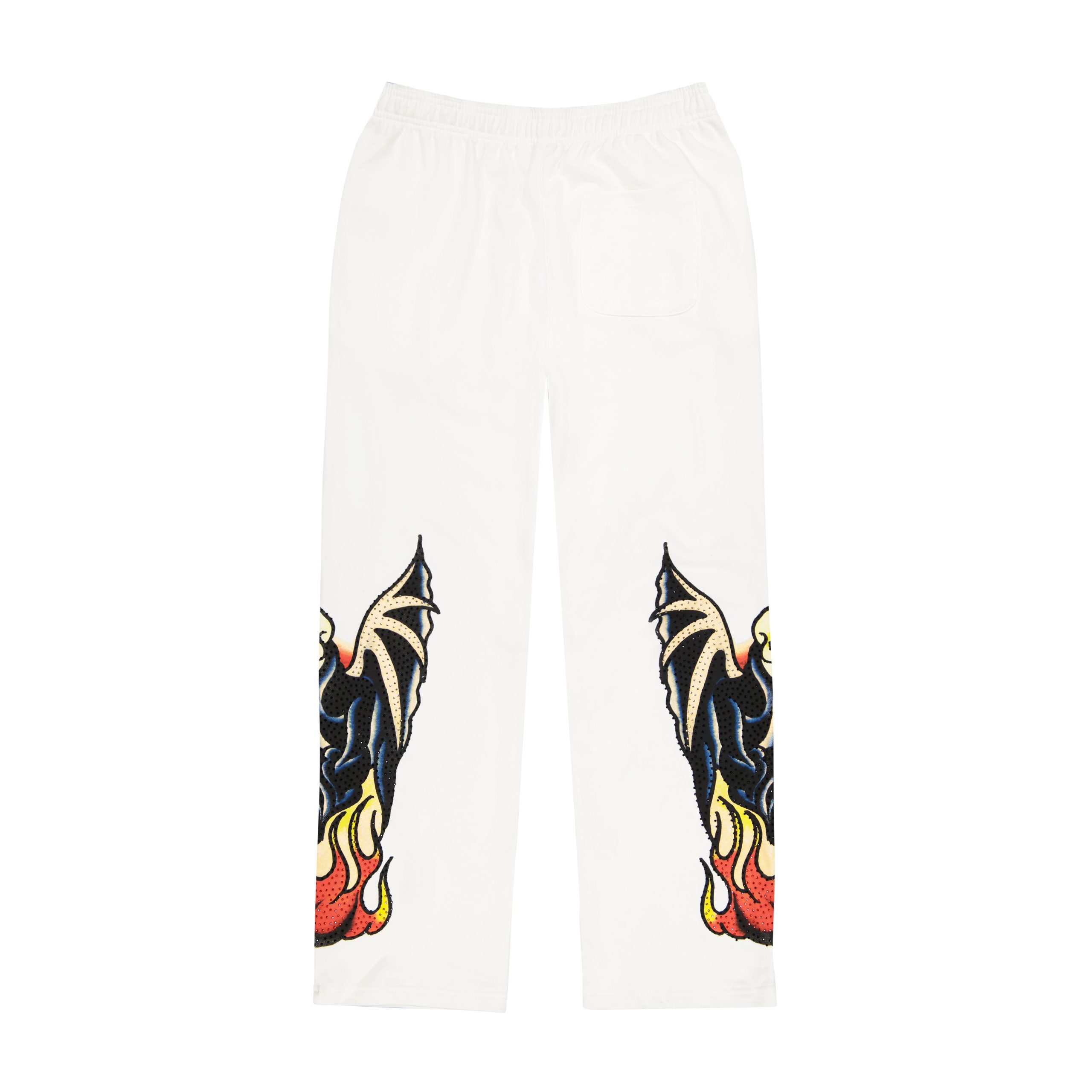 Xman Mens Rhinestone Baggy Sweatpant White - Image 2