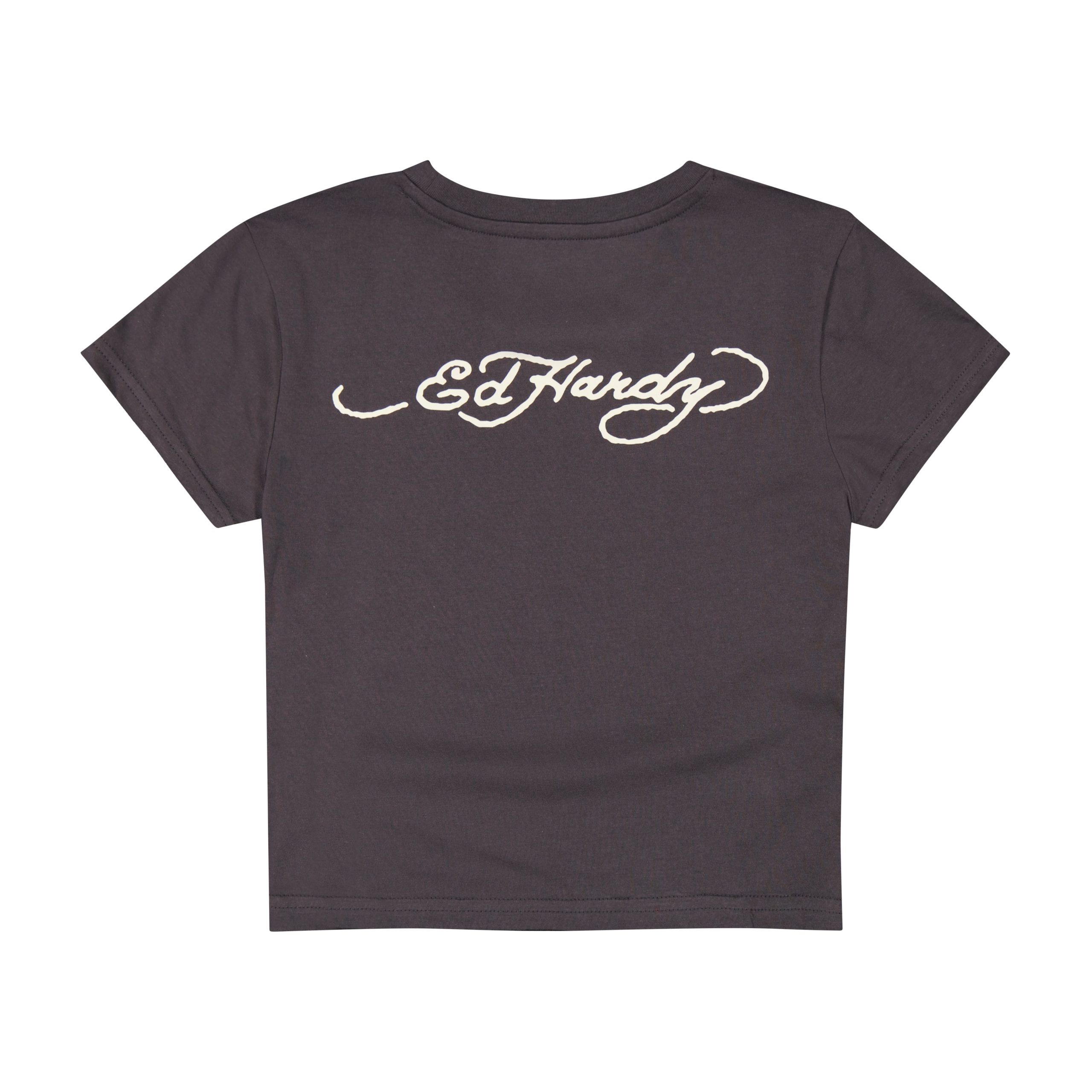 Rose Heart Baby Tee - Charcoal - Image 2