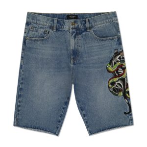 Panther Snake Denim Skater Short