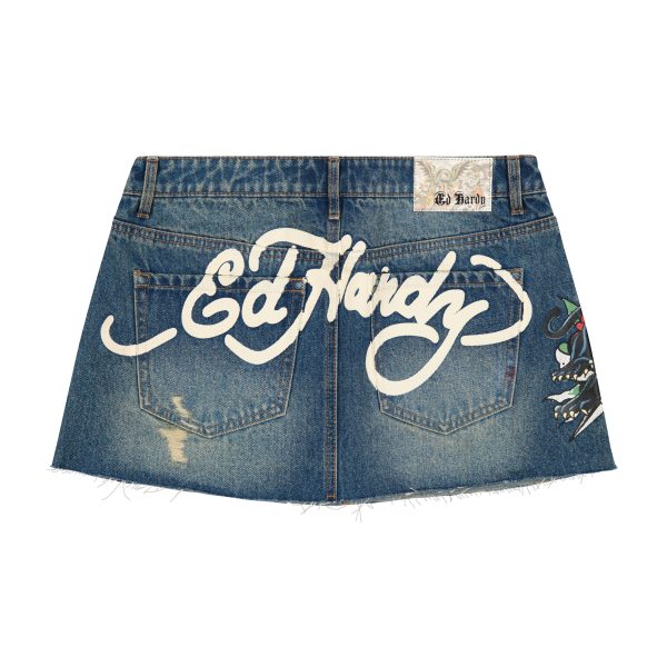 Panther Dagger Denim Mini Skirt - Image 2